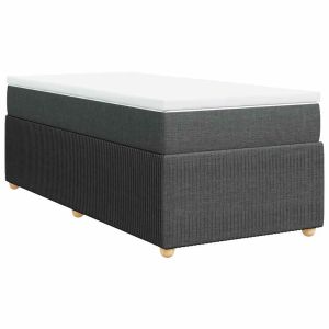 vidaXL cama box spring con colchón tela gris oscuro 100x200 cm