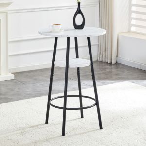Mesa alta con almacenaje mdf y metal blanco 89x60x60cm
