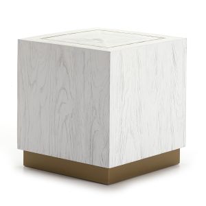 Mesa auxiliar 55x55x60 madera blanco, metal dorado