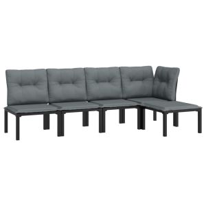 vidaXL juego de muebles de jardín 5 pzas ratán sintético negro y gris