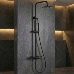 Imex - columna ducha termostática con grifo negro serie monza