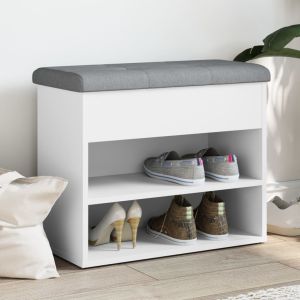Banco zapatero madera de ingeniería blanco 62x32x50 cm oif941317