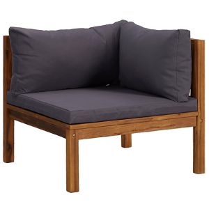 vidaXL sofá esquina seccional cojines gris oscuro madera maciza acacia