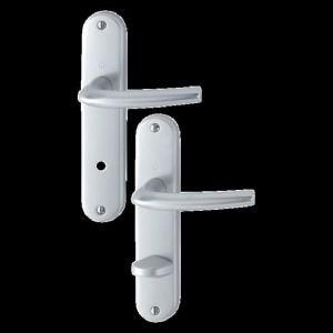 Manilla en placa - aluminio plateado - par - 186x37x8 mm