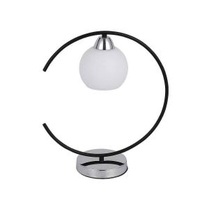 Lámpara de mesa - fuji - metal negro/cromo - pantalla de vidrio blanco - di