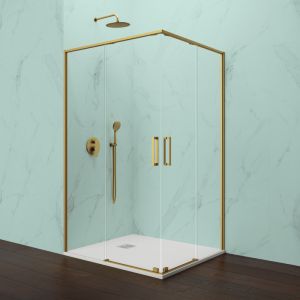 Mampara angular eleven oro 95x80 - 2 fijos + 2 correderas - antical