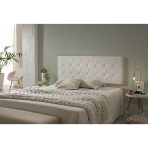 Cabecero de cama 160 capitone cuadros polipiel 162x57x5cm blanco