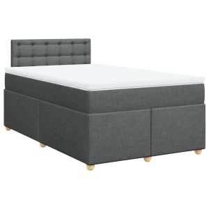 vidaXL cama box spring con colchón tela gris oscuro 120x200 cm