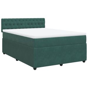 vidaXL cama box spring con colchón terciopelo verde oscuro 160x200 cm