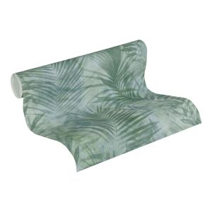 A.s. Création papel pintado hojas de palmera verde grisáceo