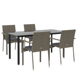 vidaXL set comedor jardín 5 pzas y cojines ratán sintético negro gris