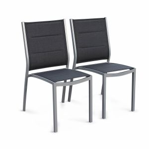 Silla de jardín apilable de aluminio, set de 2 gris 47x57x89.5 cm