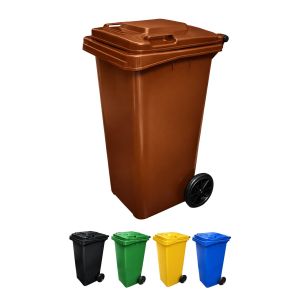 240 l | marrón | contenedor de basura reciclables de colores con ruedas 24