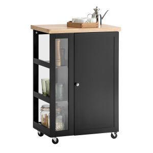 Carrito auxiliar de cocina con 3 estantes negro sobuy fkw75- sch