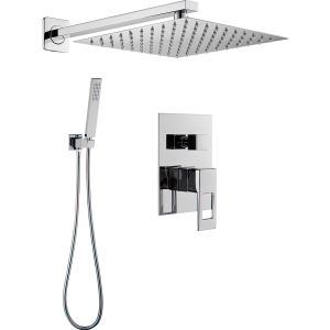 Valaz ducha empotrada a pared cuadrada maneta hueca cuadrada cromada - 25cm