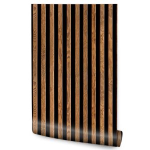 Papel Pintado Imitación Madera Lamas Para Sala No Tejido 53 cm x 300 cm