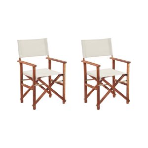 Conjunto de 2 sillas de jardín cine madera de acacia blanco crema
