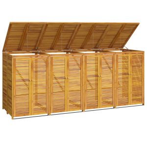 vidaXL cobertizo para 4 cubos de basura madera acacia 280x89x117cm