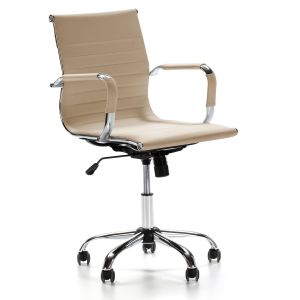 Sillón de oficina croma reclinable taupe, piel sintética, altura ajustable