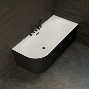 Bañera exenta   capri 170 droite noire + robinetterie noire mate  170 x76