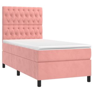 vidaXL cama box spring con colchón terciopelo rosa 80x200 cm