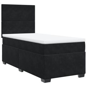 vidaXL cama box spring con colchón terciopelo negro 90x200 cm