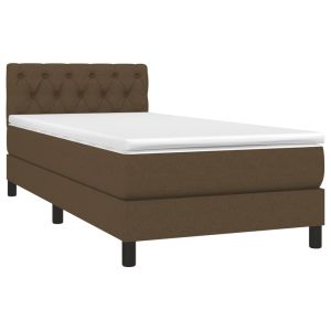 vidaXL cama box spring colchón y luces LED tela marrón oscuro 80x200cm