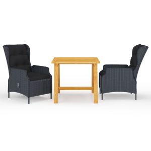 vidaXL juego de comedor para jardín 3 piezas gris oscuro