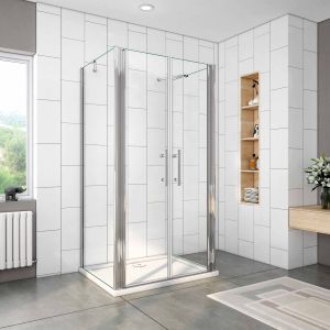 Mampara de ducha frontal abatible+paneles laterales,1000x700x700x1950mm