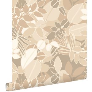 Estahome papel pintado hojas beige 50 x 900 cm