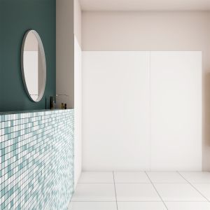 Panel angular de pared para ducha en aluminio,blanco mate,40x100x120x210cm
