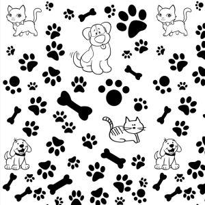Papel pintado animal  huellitas y huesos 60cm por 300cm