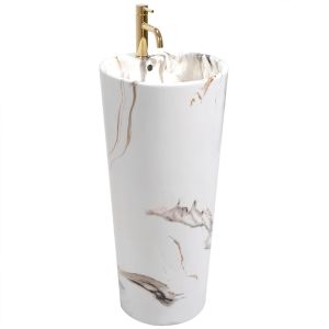 Rea lavabo de pie blanka marble white round, 40x40x85 cm
