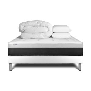 Pack cama completa - colchón 160x200cm + somier con láminas (kit) + 2 almoh