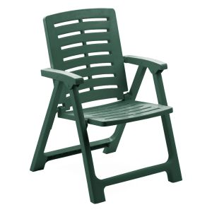 Silla exterior wadley, respaldo reclinable, plástico verde