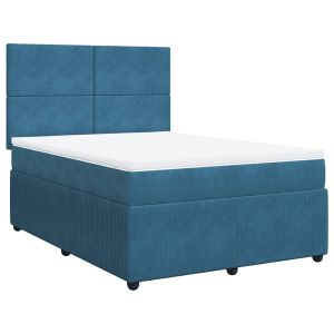 vidaXL cama box spring con colchón terciopelo azul oscuro 140x190 cm