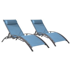 Pack de 2 tumbonas galapagos de textileno azul aluminio gris antracita