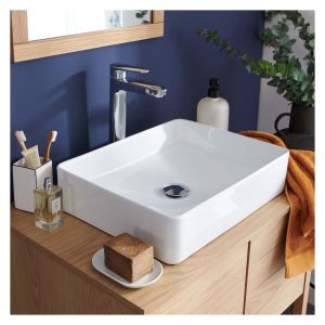Lavabo rectangular romy de cerámica blanca de 47x36cm