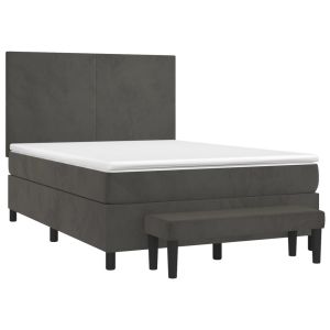 vidaXL cama box spring con colchón terciopelo gris oscuro 140x190 cm
