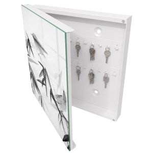 Caja guarda llaves 30x30x5 naturaleza del bambú, apertura izquierda
