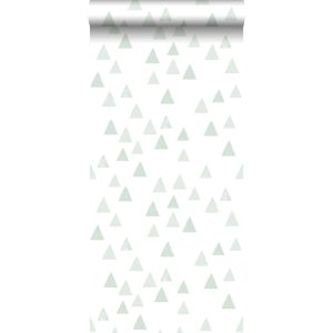 Walls4you papel pintado triángulos verde claro y blanco - 53 cm x 10.05 m