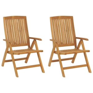 vidaXL sillas de jardín reclinables 2 unidades madera maciza teca
