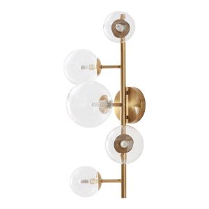 Lámpara de pared makkor 5 pantallas de cristal g9 metal 62x35x24 cm dorado