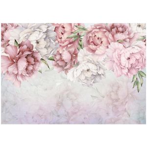 Papel pintado flores peonías 350x250 fotomurales dormitorio tnt