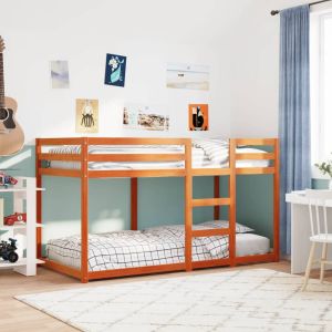 Cama 90x190 cm,litera de madera maciza de pino marrón cera rhu3455