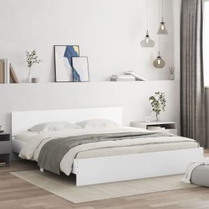 Cama con cabecero blanca 200x200 cm