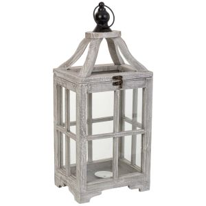 Farol de madera blanco 20.5x15.5x48.5h cm