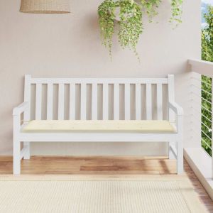 Cojín de banco de jardín tela oxford blanco crema 150x50x4 cm