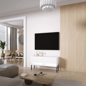 Mueble tv blanco mate/negro - 100x32x52 cm