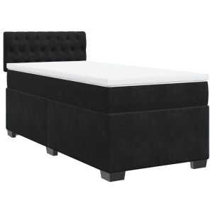 vidaXL cama box spring individual con colchón tela negro